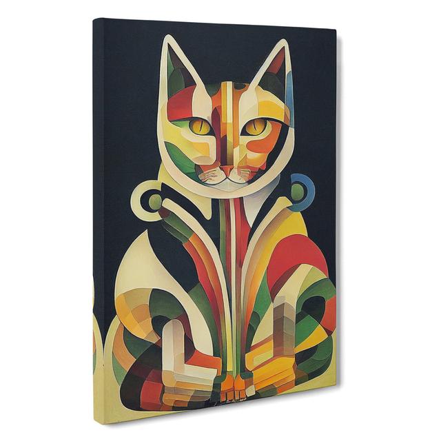 Cat in Art Nouveau No.4 - Wrapped Canvas Graphic Art Marlow Home Co. Size: 50cm H x 35cm W x 3cm D on Productcaster.