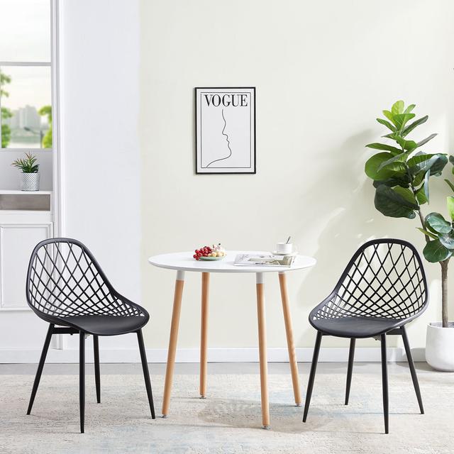 Caulksville Dining Table Set with 2 Chairs George Oliver Colour (Table Top): White, Colour (Chair): Black on Productcaster.