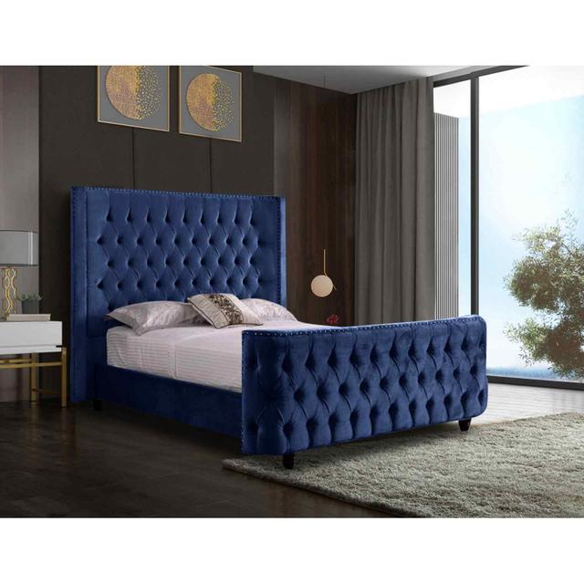 Harmony Bed Super King Plush Velvet Grey Envisage Trade Colour: Blue, Size: Double (4'6) on Productcaster.