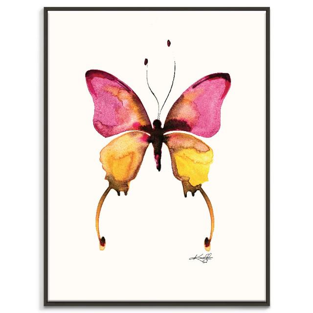 'Butterfly 10' Painting on Canvas East Urban Home Size: 51cm H x 41cm W, Format: Black Floater Framed on Productcaster.