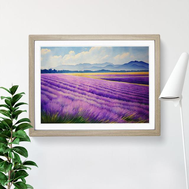 Watercolour Lavender Field Vol.4 - Picture Frame Graphic Art Lily Manor Frame Colour: Oak, Size: 25cm H x 34cm W x 2cm D on Productcaster.