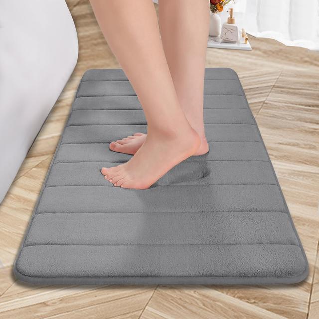 Nequan Rectangle Non-Slip Bath Mat 17 Stories Size: 50cm W X 80cm L, Colour: Dark Grey on Productcaster.