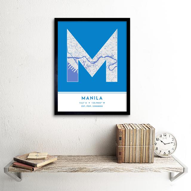 Manila Philippines City Map - Picture Frame Typography Wee Blue Coo on Productcaster.