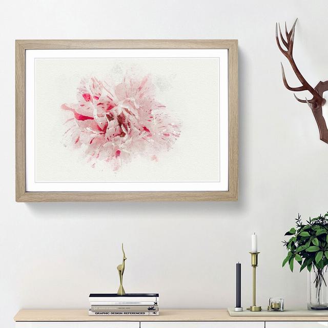 Striking White and Pink Carnation in Abstract - Picture Frame Graphic Art Print East Urban Home Size: 36cm H x 48cm W x 2cm D, Frame Option: Oak Frame on Productcaster.