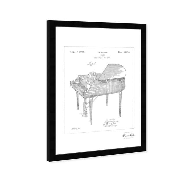 'Piano 1937' Framed Graphic Art in Silver East Urban Home Size: 31 cm H x 25 cm W on Productcaster.