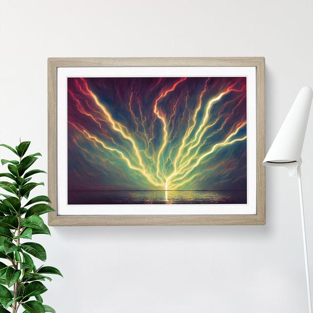 Electrifying Lightning Bolts Vol.3 - Picture Frame Graphic Art 17 Stories Size: 34cm H x 46cm W x 2cm D, Frame Colour: Oak on Productcaster.