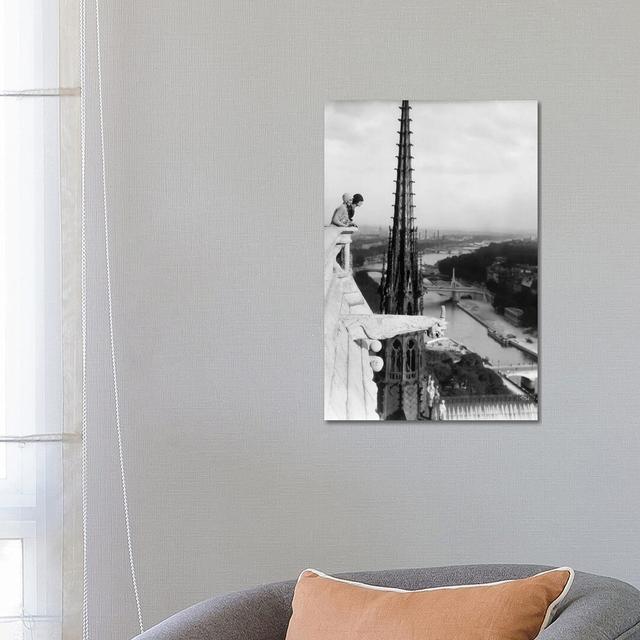 1920S Two Women Looking Out From Top Of Notre Dame Cathedral Paris France - Wrapped Canvas Photograph 17 Stories Size: 66.04cm H x 45.72cm W x 3.81cm on Productcaster.