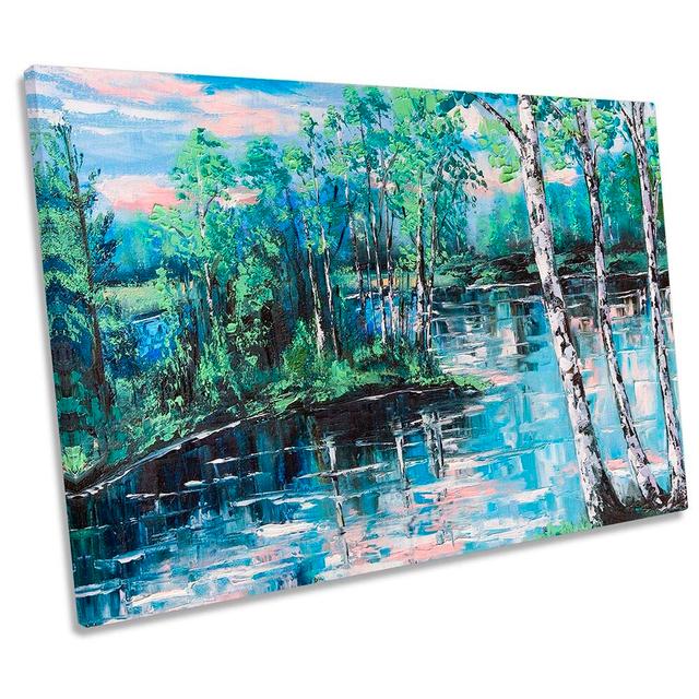 Blue Lake Landscape Repro CANVAS WALL ARTWORK Print Art Rosalind Wheeler Size: 81.3cm H x 121.9cm W x 4cm D on Productcaster.