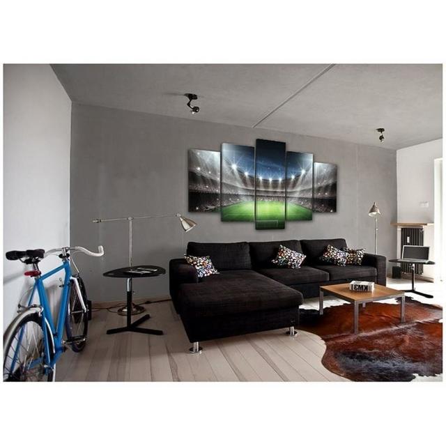 5-tlg. Leinwandbilder-Set Football Stadium in the Spotlight Feeby Größe: 70 cm H x 100 cm B on Productcaster.