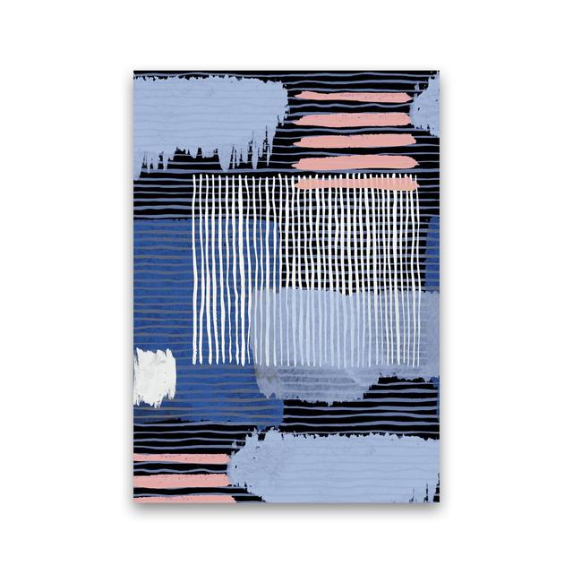 Abstract Striped Geo Blue - Graphic Art Print on Paper 17 Stories Frame Option: No Framed, Size: 30cm H x 21cm W x 1cm D on Productcaster.