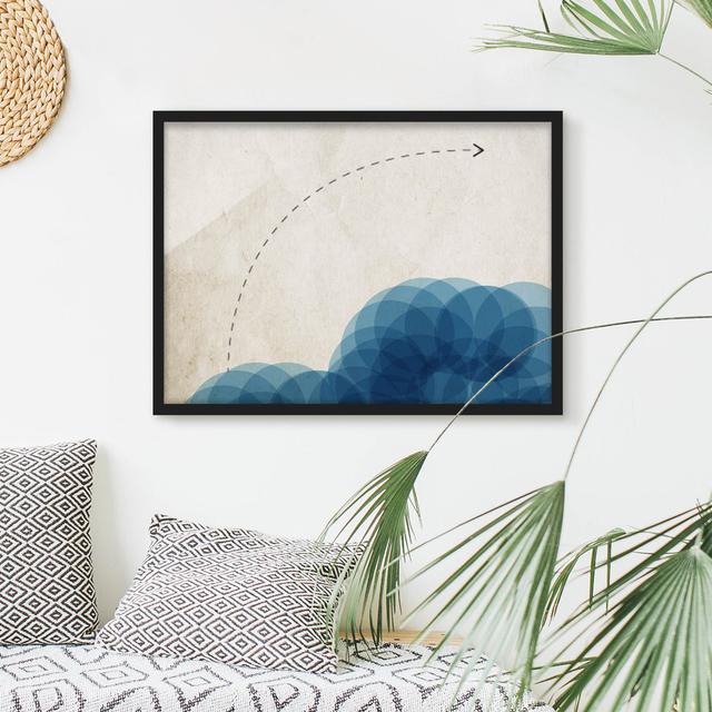 Abstract Shapes - Circles in Blue - Picture Frame Graphic Art Marlow Home Co. Size: 70cm H x 100cm W x 2cm D, Frame Option: Black Framed on Productcaster.