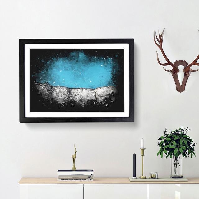 Looking Up At The White Cliffs Of Dover Paint Splash - Picture Frame Graphic Art East Urban Home Size: 45cm H x 63cm W x 2cm D, Frame Option: Black Fr on Productcaster.