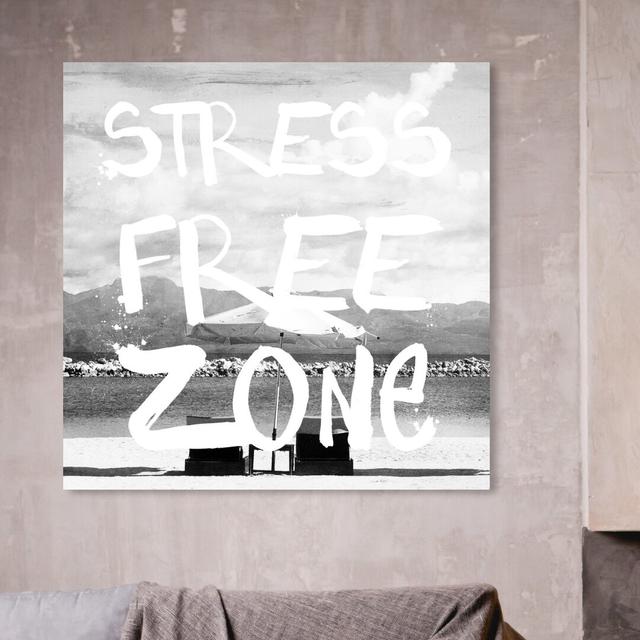 'Stress Free Zone' Typography on Wrapped Canvas East Urban Home Size: 76.2 cm H x 76.2 cm W x 3.8 cm D on Productcaster.