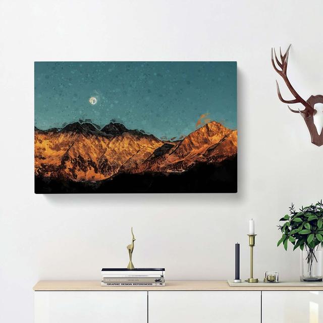 Moon over South Tyrol in Italy in Abstract - Wrapped Canvas Painting Print East Urban Home Size: 40cm H x 60cm W x 3cm D on Productcaster.