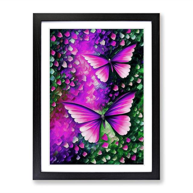 Pair of Butterflies No.3 - Picture Frame Painting Brambly Cottage Size: 64cm H x 46cm W x 2cm D, Frame Colour: Black Framed on Productcaster.