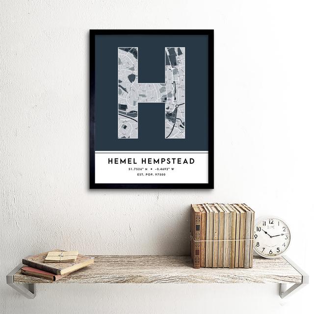 Hemel Hempstead City Map Hemel Hempstead Navy by Wee Blue Coo - Single Picture Frame Typography Wee Blue Coo on Productcaster.