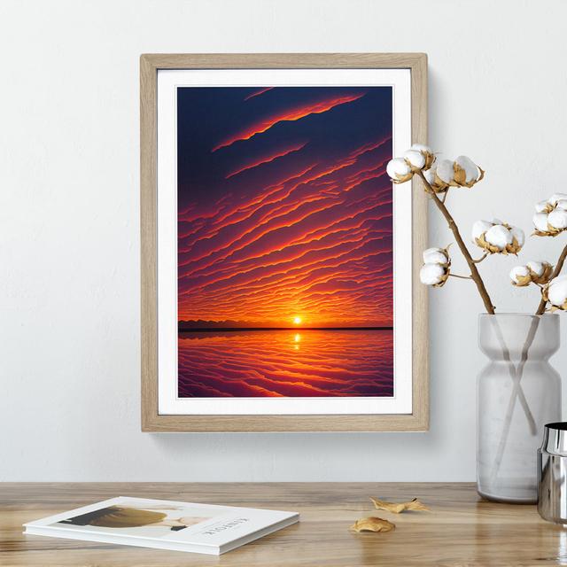 A Luscious Ocean Sunset House of Hampton Frame Colour: Beige, Size: 64cm H x 46cm W on Productcaster.