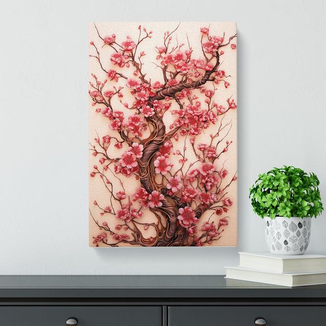 Cherry Blossom Tree Nouveau - Print Marlow Home Co. Size: 50cm H x 35cm W x 3cm D on Productcaster.