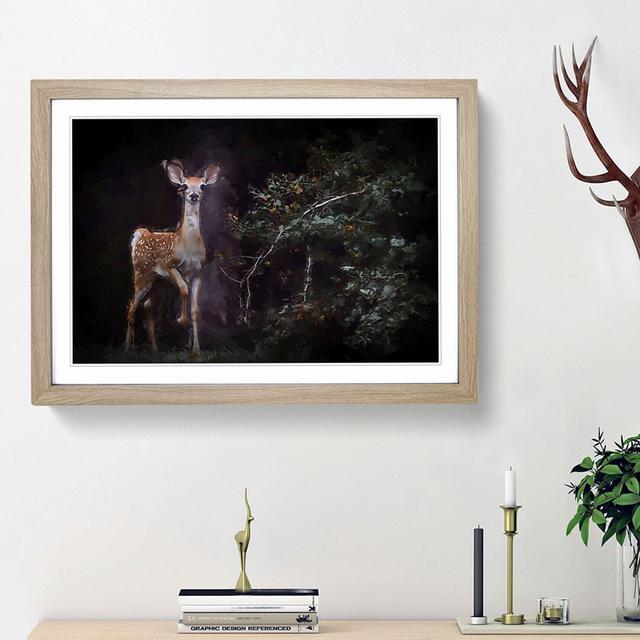 Curious Fawn in Abstract - Picture Frame Painting Print East Urban Home Frame Option: Oak Framed, Size: 36cm H x 48cm W x 2cm D on Productcaster.