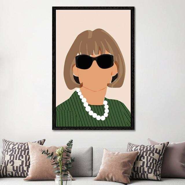 Anna Wintour - Print on Canvas Ebern Designs Format: Black Framed, Size: 152.4cm H x 101.6cm W x 3.81cm D on Productcaster.