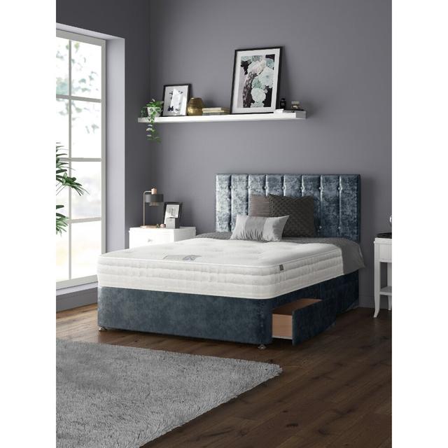 Fain Divan Bed Set Rosdorf Park Colour: Denim, Size: Small Double (4'), Storage Type: 2 Foot-end Drawers on Productcaster.