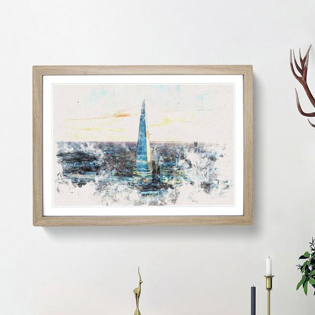 The Shard London England Skyline - Picture Frame Painting Print East Urban Home Frame Option: Oak Framed, Size: 45cm H x 63cm W x 2cm D on Productcaster.