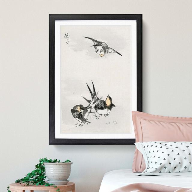 Three Swallows by Numata Kashu - Picture Frame Painting Print East Urban Home Frame Option: Black, Size: 60cm H x 40cm W x 2cm D on Productcaster.