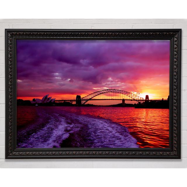 Speed Boat Trails Over The Red Ocean Framed Print Highland Dunes Size: 59.1cm H x 84.1cm W on Productcaster.