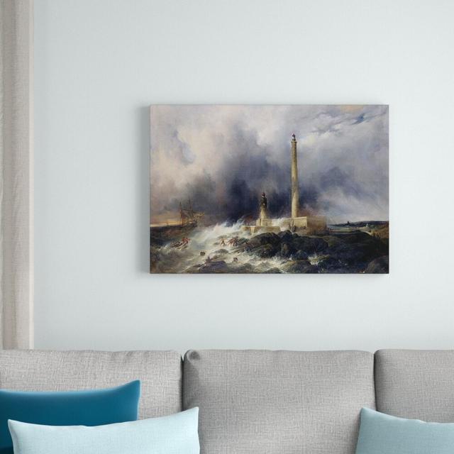 'View of the Lighthouse at Gatteville' by Jean Louis Petit Art Print on Canvas East Urban Home Size: 56.6cm H x 80cm W x 3.8cm D on Productcaster.