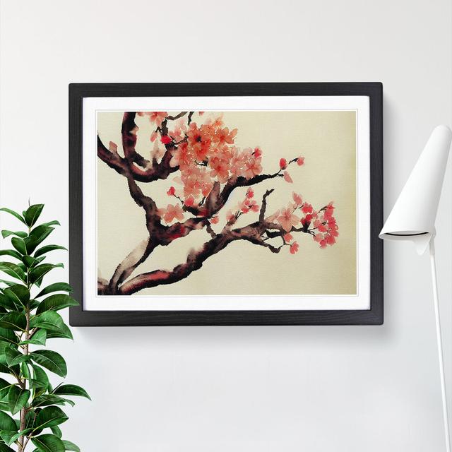 Cherry Blossom Flowers Vol.3 - Picture Frame Painting Rosalind Wheeler Frame Colour: Black, Size: 46cm H x 64cm W x 2cm D on Productcaster.