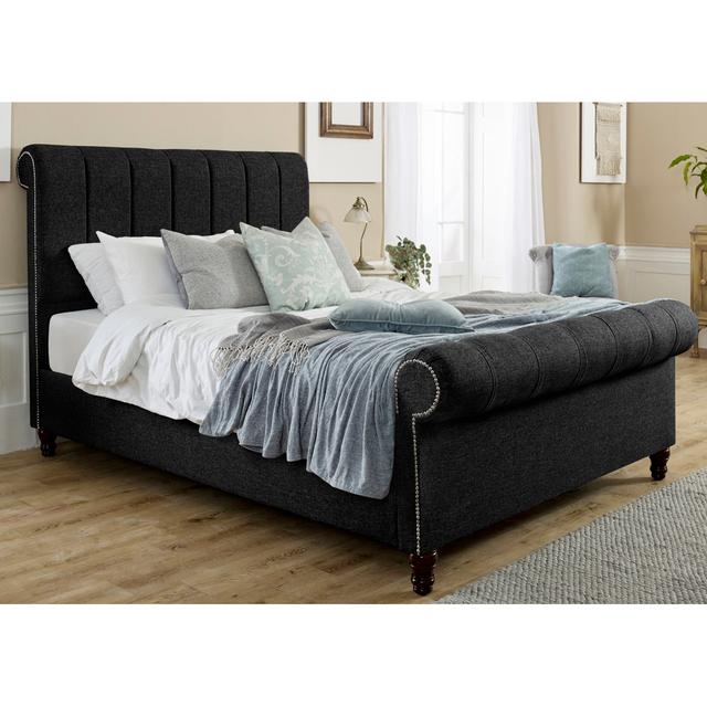 Cherrilyn Upholstered Sleigh Bed Rosalind Wheeler Colour: Black, Size: Super King (6') on Productcaster.