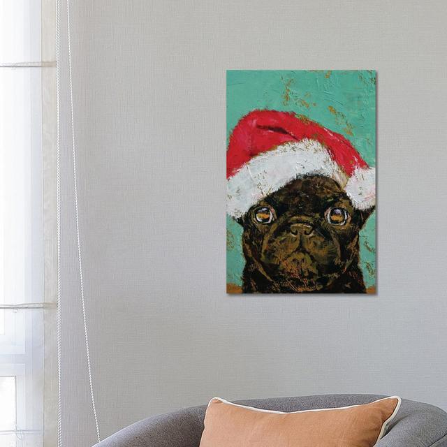 Christmas Pug by Michael Creese - Wrapped Canvas Print The Seasonal Aisle Size: 66.04cm H x 45.72cm W x 1.91cm D on Productcaster.