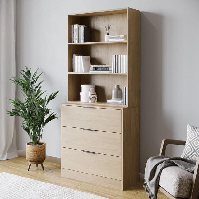 Oenone 180cm H x 80cm W Solid Wood Standard Bookcase 17 Stories Colour: Oak on Productcaster.