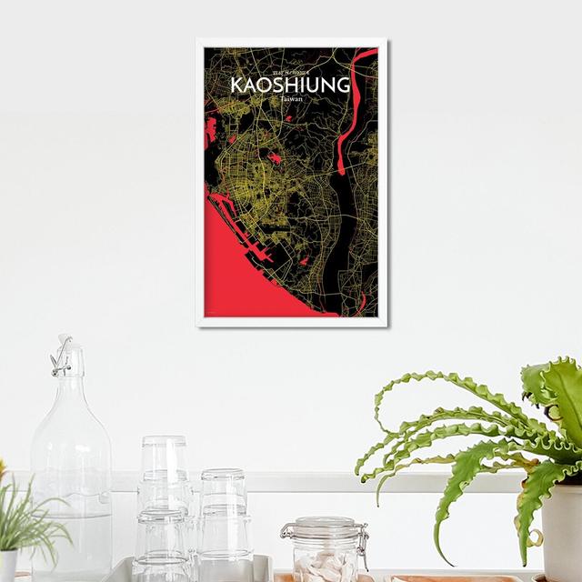 Kaoshiung City Map in Contrast - Graphic Art Print on Paper Borough Wharf Size: 17cm H x 11cm W x 0.05cm D on Productcaster.