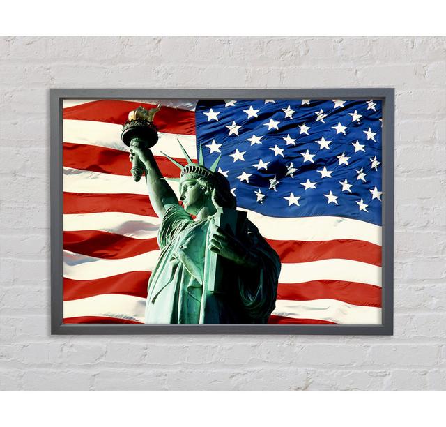 Stars And Stripes With Lady Liberty - Single Picture Frame Art Prints on Canvas Williston Forge Size: 84.1cm H x 118.9cm W x 3.3cm D on Productcaster.