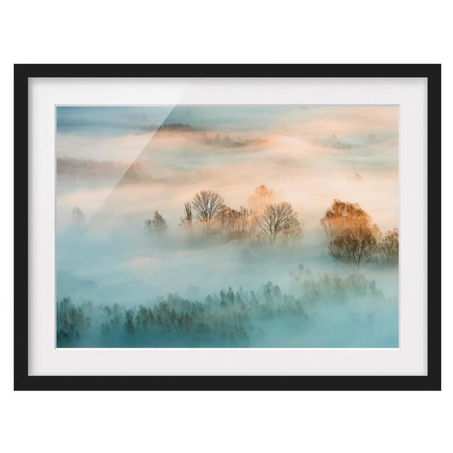 'Fog at Sunset' Framed Graphic Art Print East Urban Home Frame Options: Matt black, Size: 40cm H x 55cm W on Productcaster.