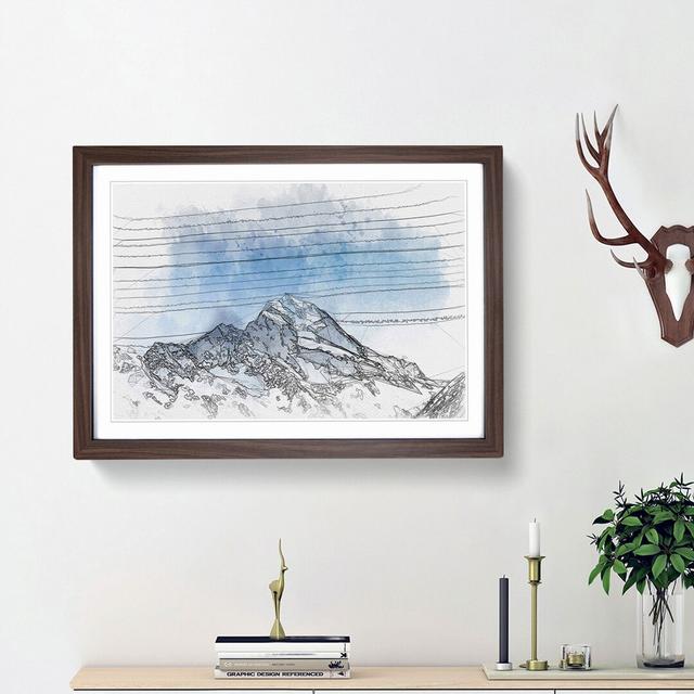 Snow Covered Aoraki Mount Cook in Abstract - Picture Frame Graphic Art Print East Urban Home Size: 48cm H x 65cm W x 2cm D, Frame Option: Walnut Frame on Productcaster.