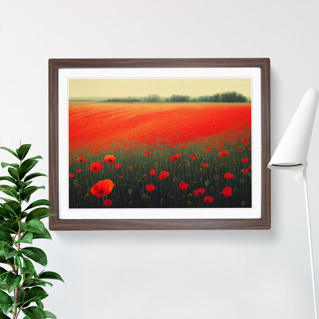 Eye Catching Poppy Field Flowers - Picture Frame Graphic Art ClassicLiving Size: 25cm H x 34cm W x 2cm D, Frame Colour: Walnut on Productcaster.