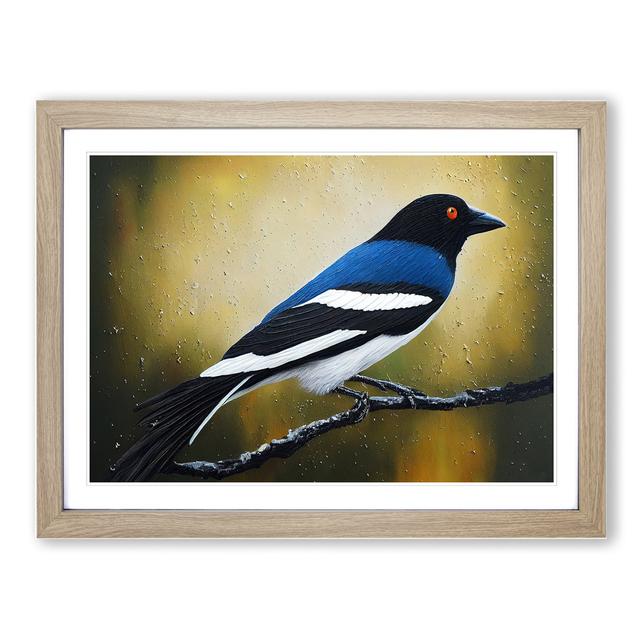 Phenomenal Magpie Bird - Picture Frame Graphic Art Marlow Home Co. Size: 34cm H x 46cm W x 2cm D, Format: Oak Framed on Productcaster.