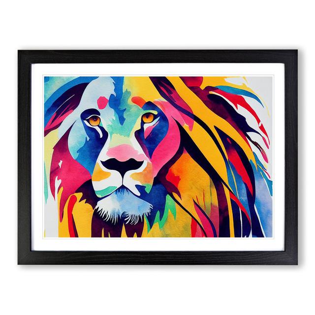 Colourful Lion Vol.5 Abstract - Picture Frame Graphic Art Latitude Run Frame Colour: Black Framed, Size: 25cm H x 34cm W x 2cm D on Productcaster.