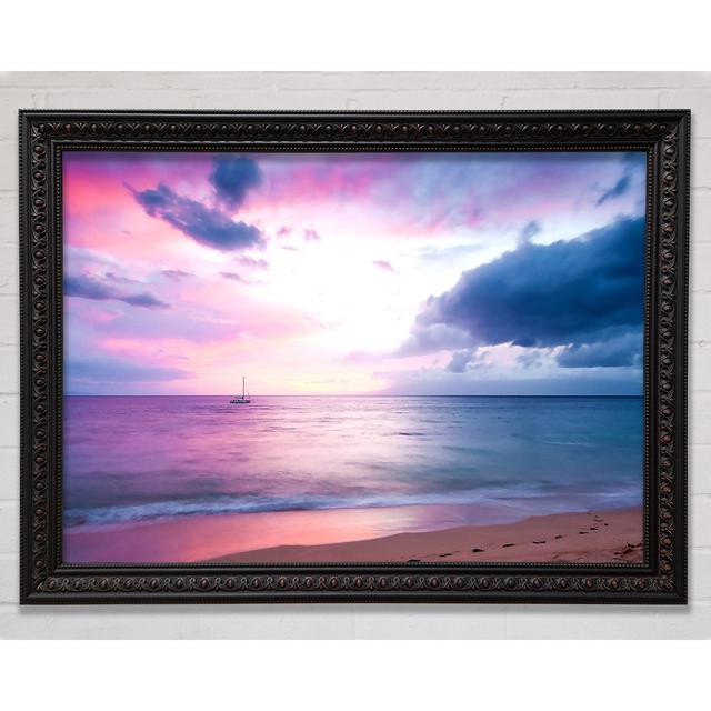 Gerahmtes Wandbild Twilight Pink Haus am Meer Größe: 42 cm H x 59,7 cm B x 3 cm T on Productcaster.