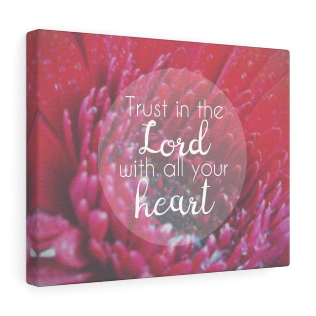 Trust in the Lord - Wrapped Canvas Typography Blue Elephant Size: 28cm H x 36cm W on Productcaster.