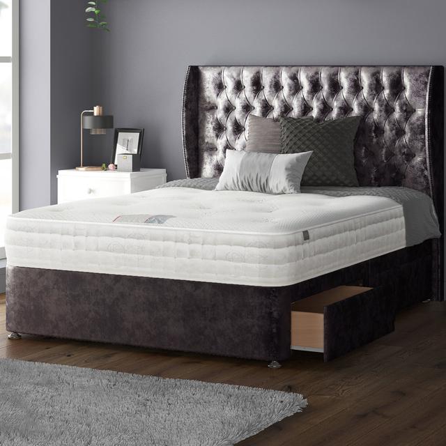 Mandalay Divan Bed Base Rosdorf Park Size: Super Kingsize, Colour: Amethyst, Storage Type: 2 Foot-End Drawers on Productcaster.