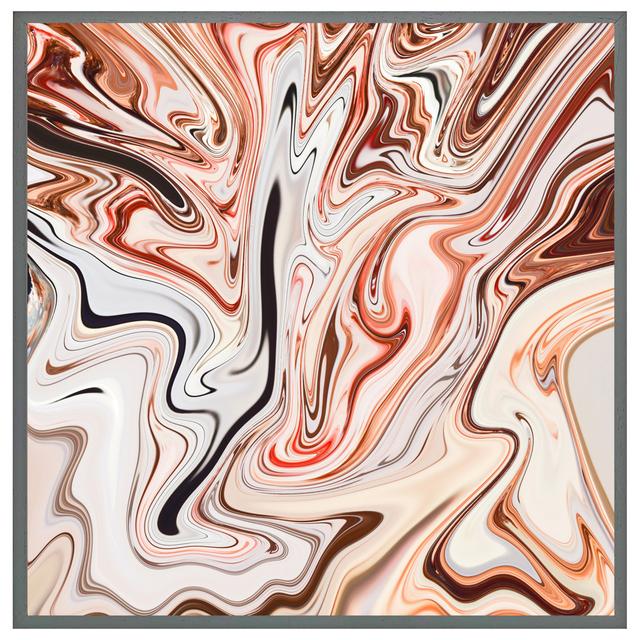 Menzen Pink Rippled Marble - Single Picture Frame Art Prints Fairmont Park Size: 61cm H x 61cm W x 4cm D, Frame Colour: Grey Framed on Productcaster.