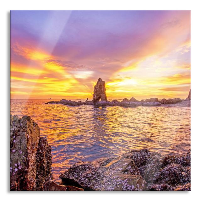 Coastline Sunset - Unframed Photograph on Glass Highland Dunes Size: 80cm H x 80cm W x 0.4cm D on Productcaster.