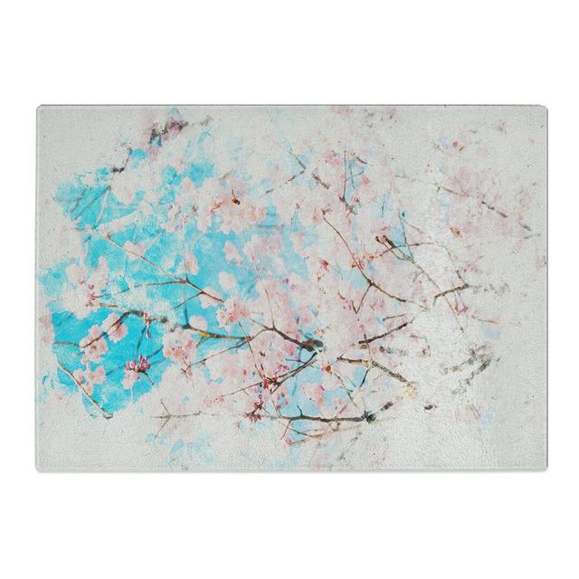 Branches of a Cherry Blossom Watercolour Chopping Board East Urban Home Size: 0.4cm H x 28.5cm W x 39cm L on Productcaster.