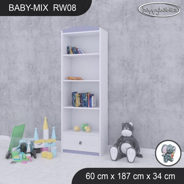 Baby Mix Kids Bookcase Happy Babies Colour: Grey, Size: 187cm H x 60cm W x 34cm D on Productcaster.