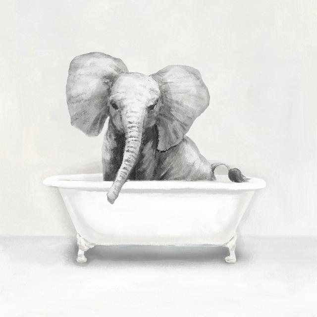 Elephant Tub Bathroom - Wrapped Canvas Print Natur Pur Size: 76cm H x 76cm W on Productcaster.