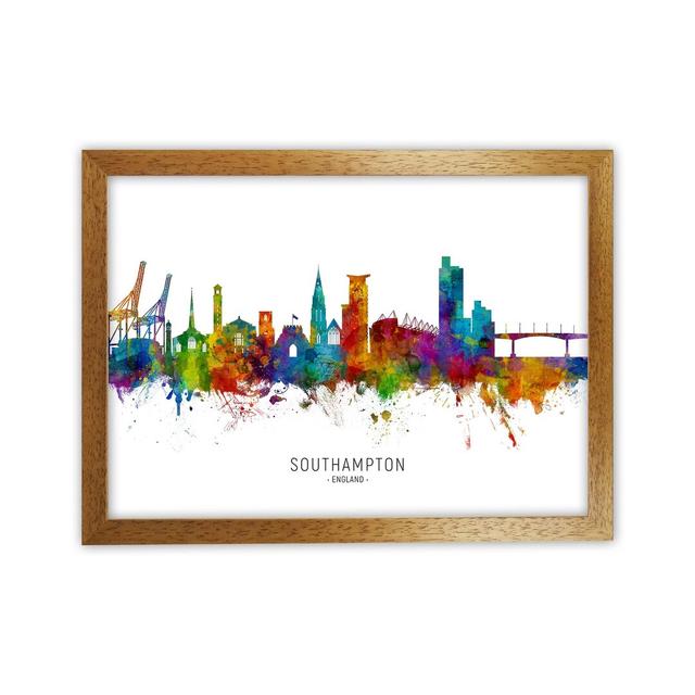 Southampton England Skyline by Michael Tompsett - Graphic Art Ebern Designs Format: Brown Framed, Size: 25cm H x 34cm W x 3cm D on Productcaster.