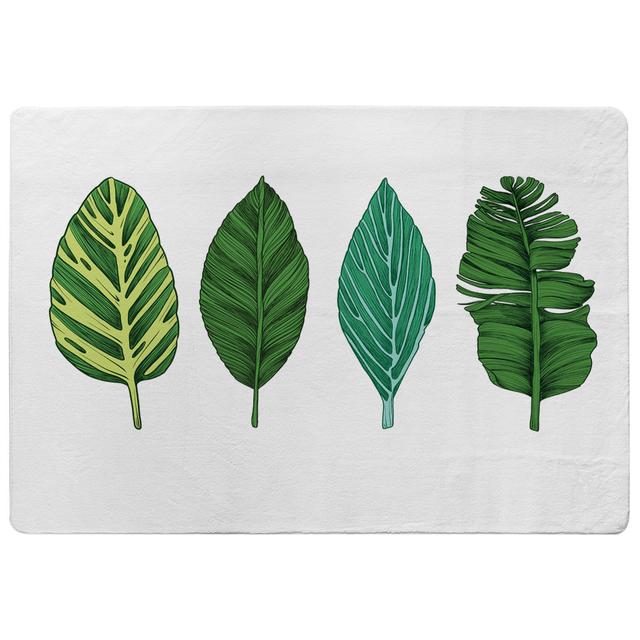 Jaggyr Four Leaves Shaggy White/Green Rug East Urban Home Rug Size: Rectangle 160cm x 230cm on Productcaster.